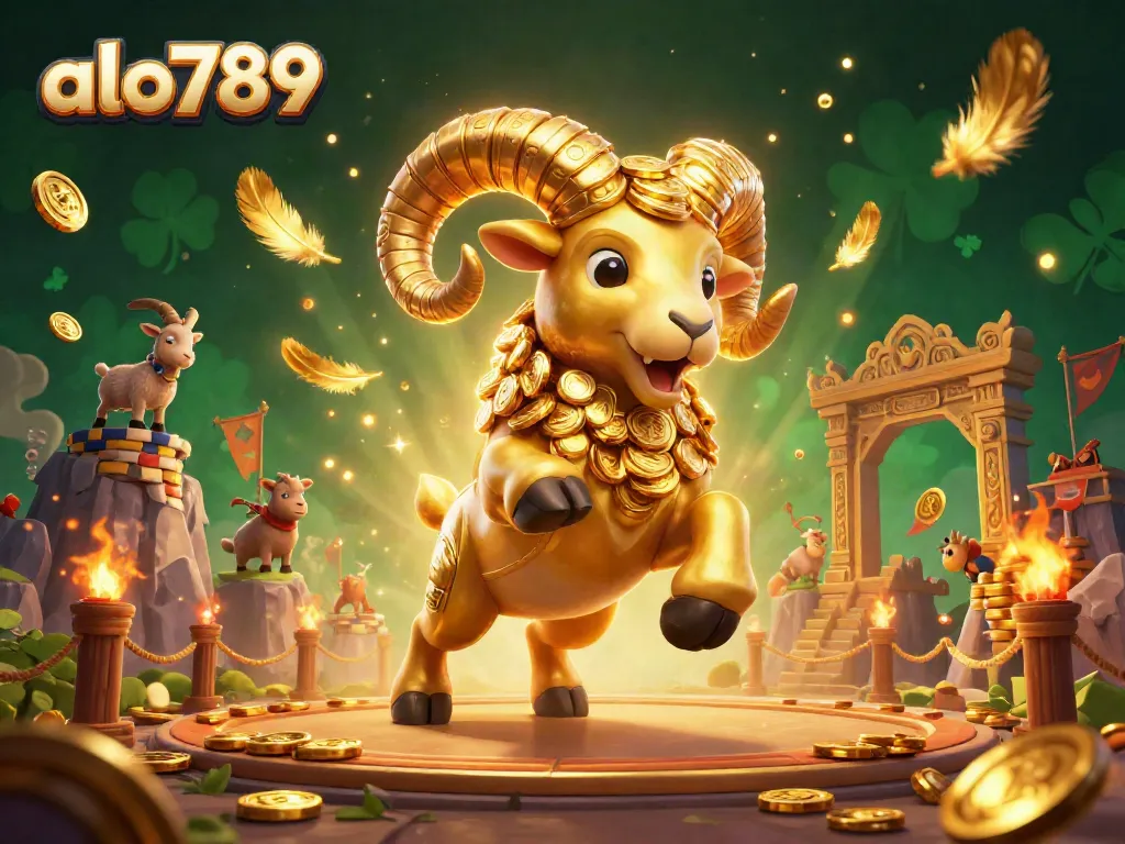 Bet on exciting games with alo789 at a vibrant casino setting featuring golden ram, intricate gates, and dynamic betting scenes.