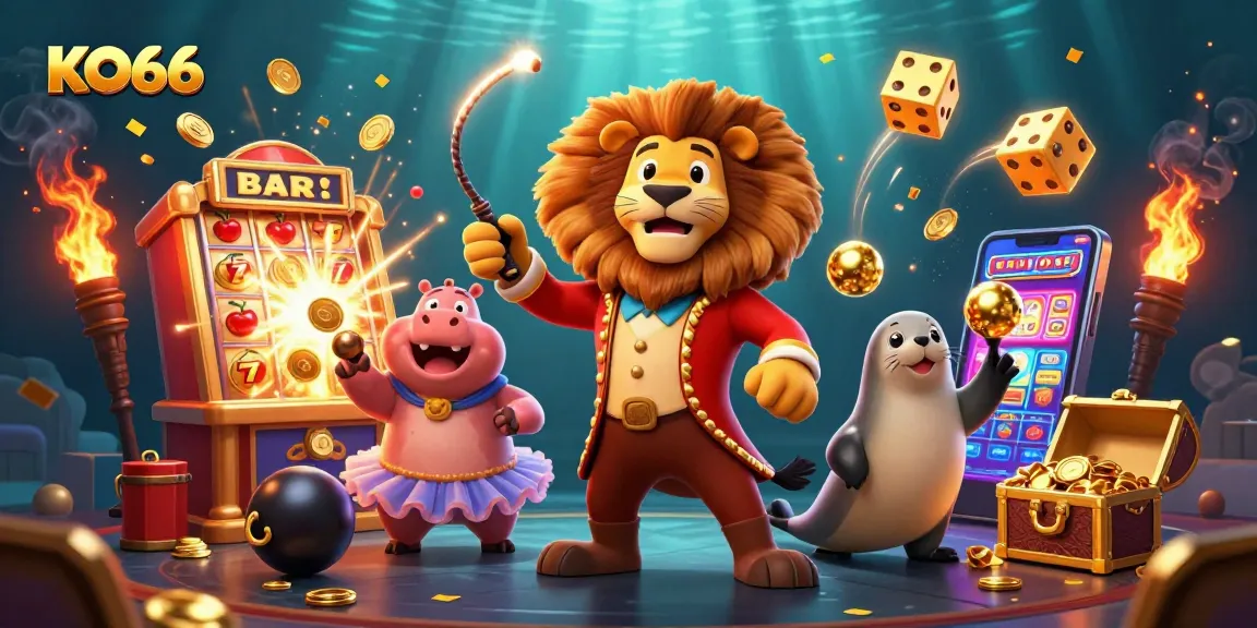 Experience thrilling gameplay at KO66 with a vibrant casino illustration showcasing exciting game elements.