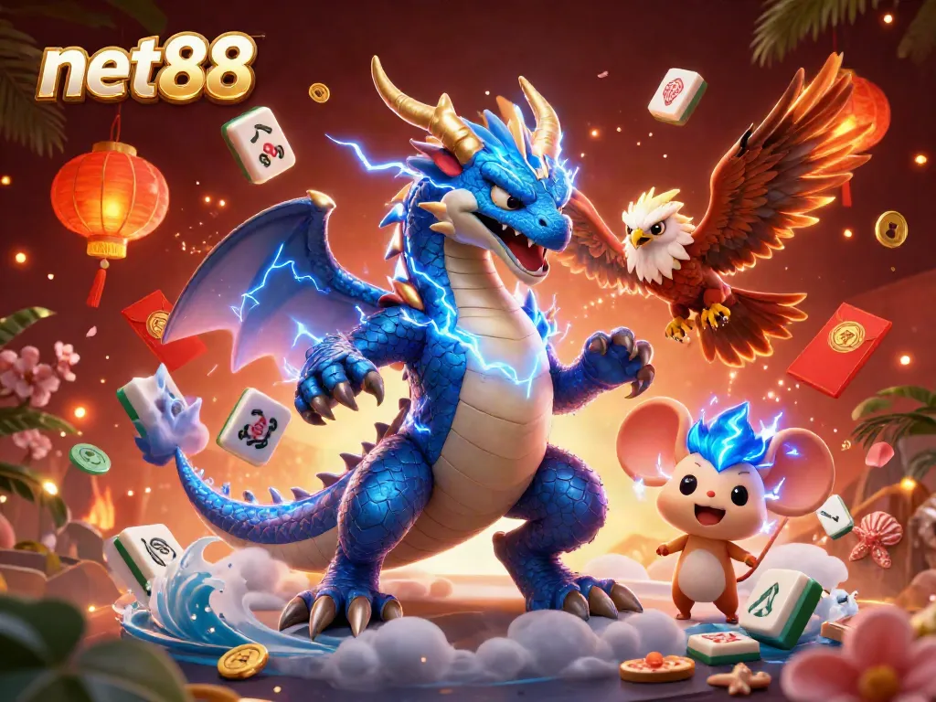 Experience thrilling gameplay at net88 with stunning casino elements in a vibrant 3D illustration.