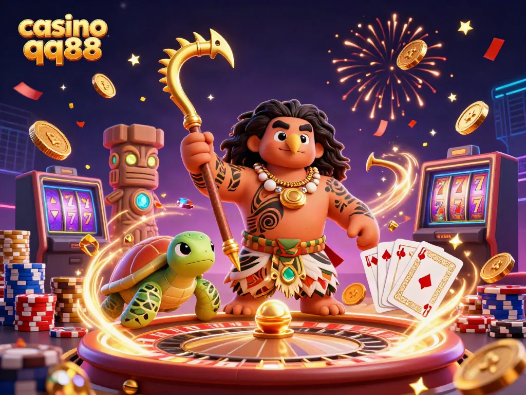 Experience thrilling fun at casino qq88 with vibrant cartoon characters and exciting gaming elements.