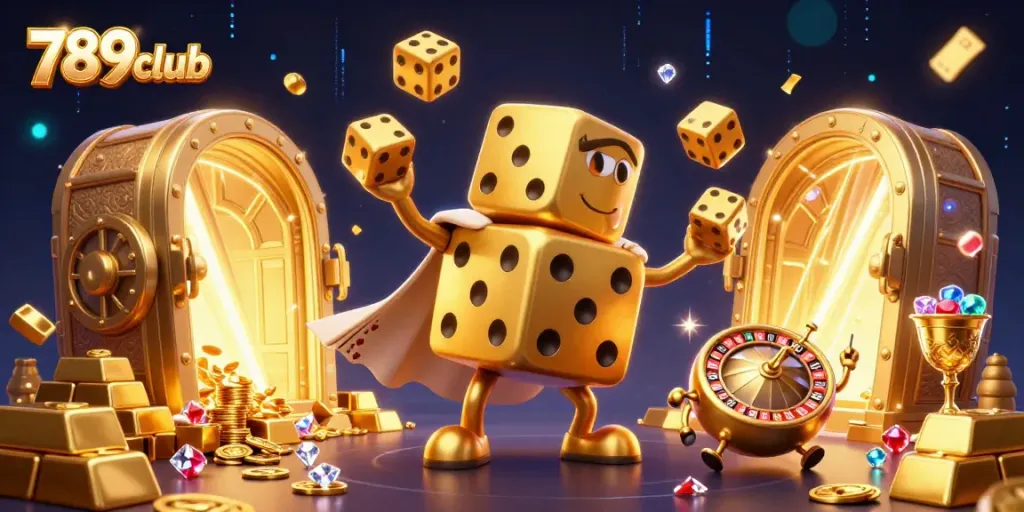 Experience thrilling gaming at 789club with a vibrant 3D casino atmosphere filled with excitement and treasure.