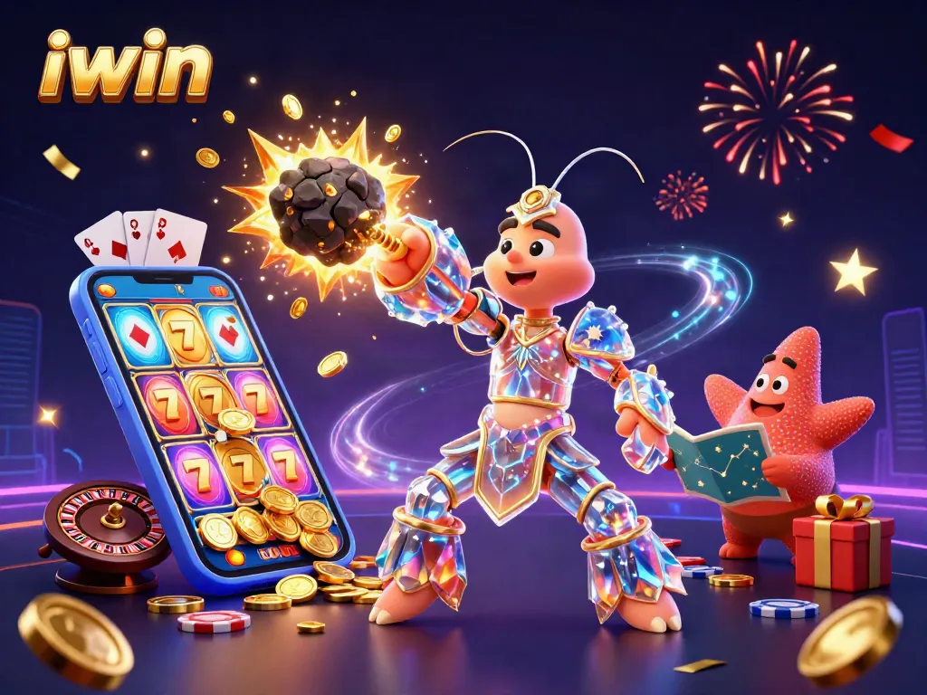 Experience vibrant gameplay with iwin, featuring a galactic samurai amidst exciting casino elements and dramatic visuals.