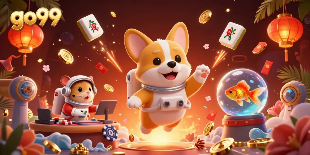 Experience the excitement of go99, a dynamic casino scene with playful characters in an animated casino.