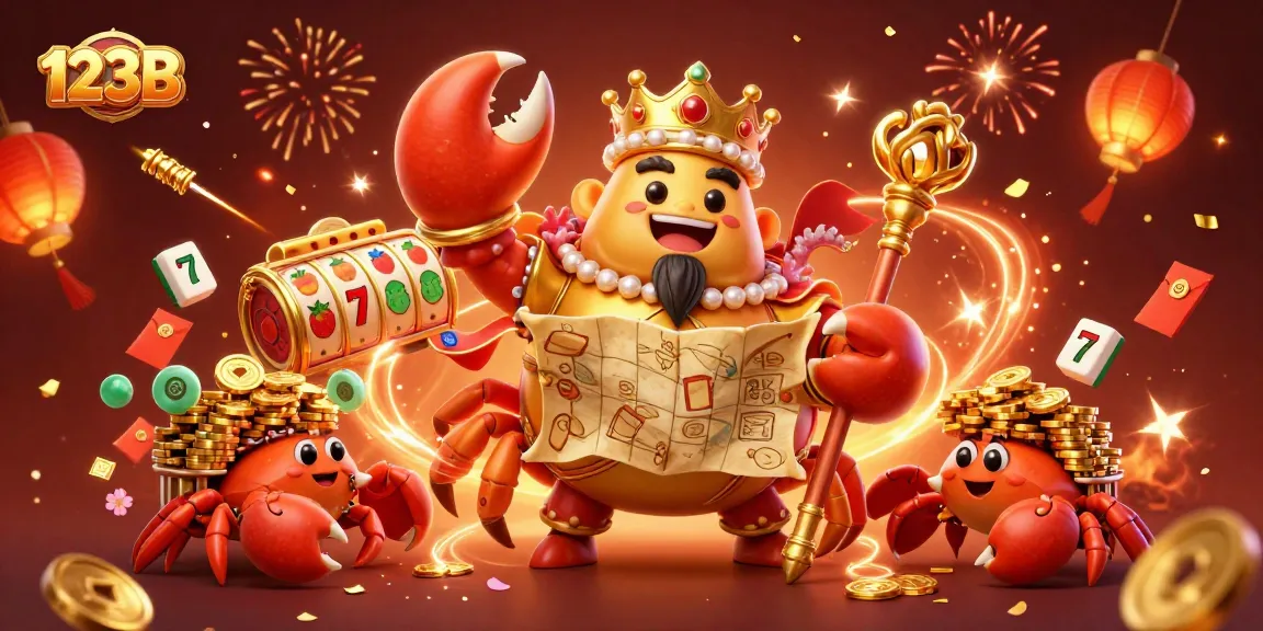 Explore the exciting offerings of 123B with vibrant scenes of slot games and golden treasures.