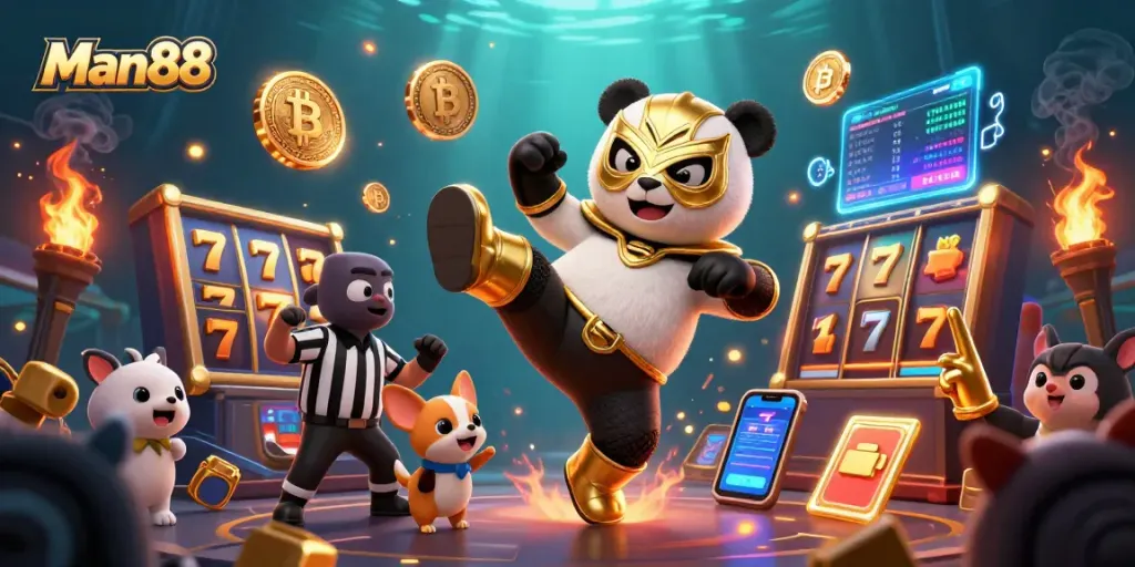 Experience thrilling gameplay at Man88 with exciting slot reels and animal action.