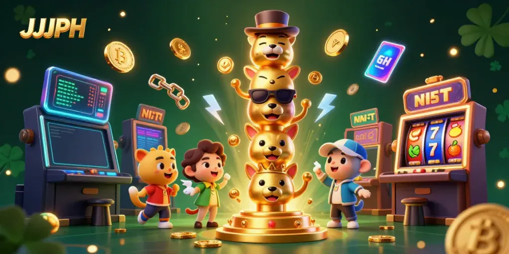 Experience JJJPH with vibrant slots featuring a golden totem pole surrounded by dazzling game elements.