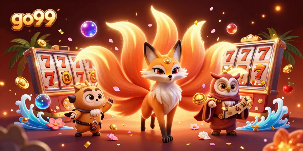 Experience exciting wins with go99 at this vibrant online casino scene featuring lively characters and games.