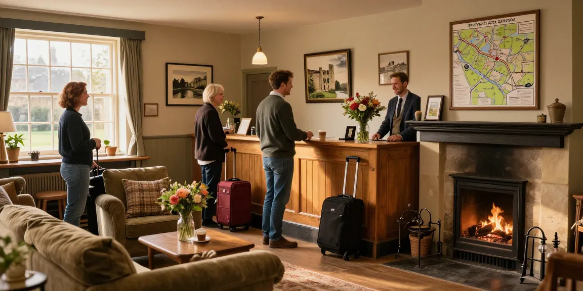 Welcoming reception area of a B&B Skipton with friendly host and cozy ambiance