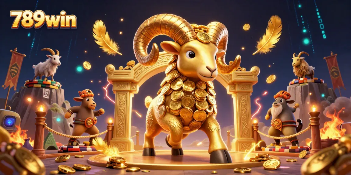 Experience thrilling action with the 789win golden ram charging through a vibrant casino scene.