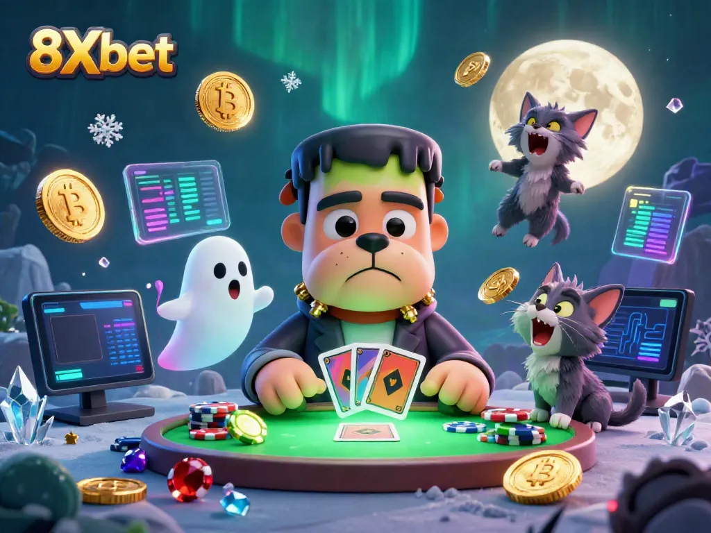 Experience thrilling gameplay at 8Xbet with vibrant characters engaged in card dealing action.