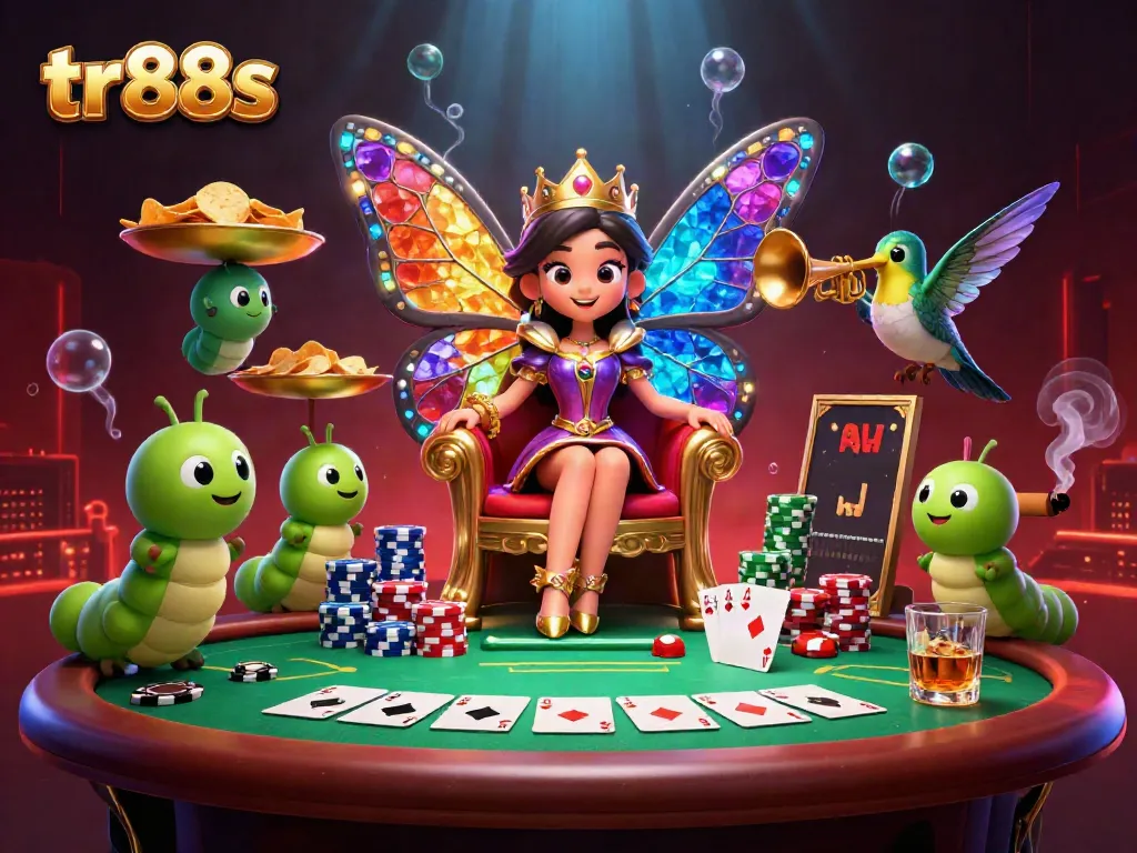 Experience winning in tr88s with vibrant casino action, poker table, and colorful characters.