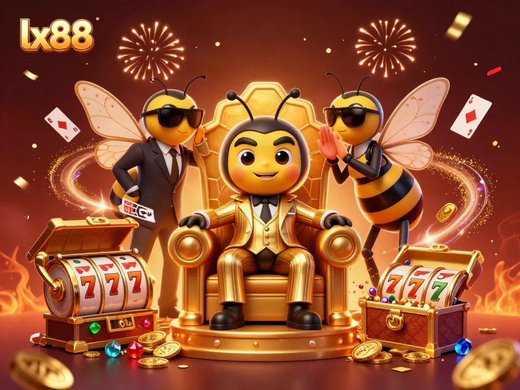 Experience the excitement of lx88 with a vibrant casino scene featuring a bee mob boss and dynamic game elements.