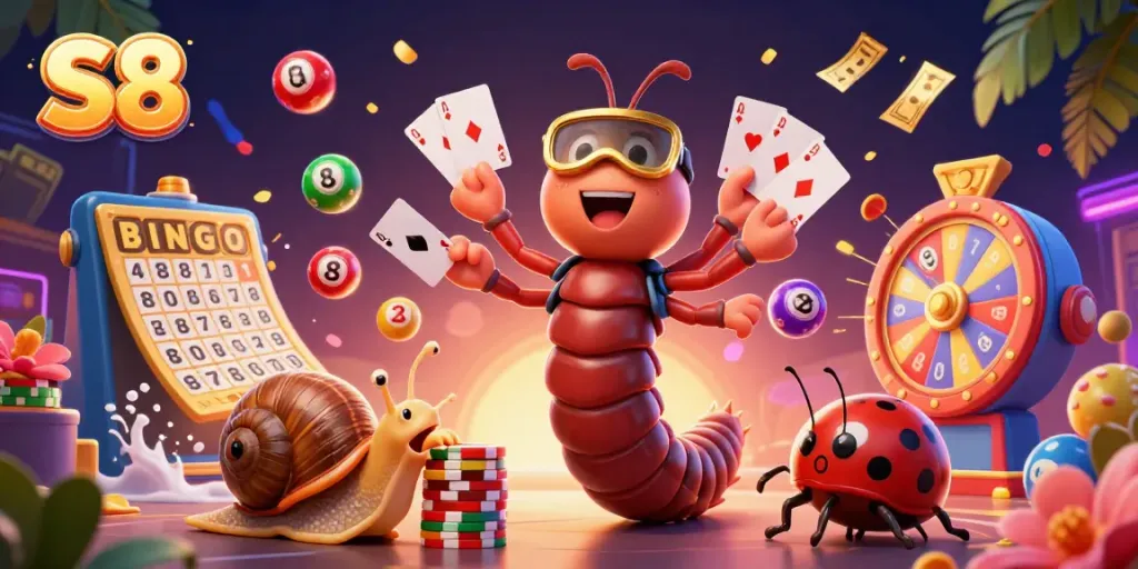 Experience thrilling casino excitement at S8 with vibrant characters and dynamic game elements.