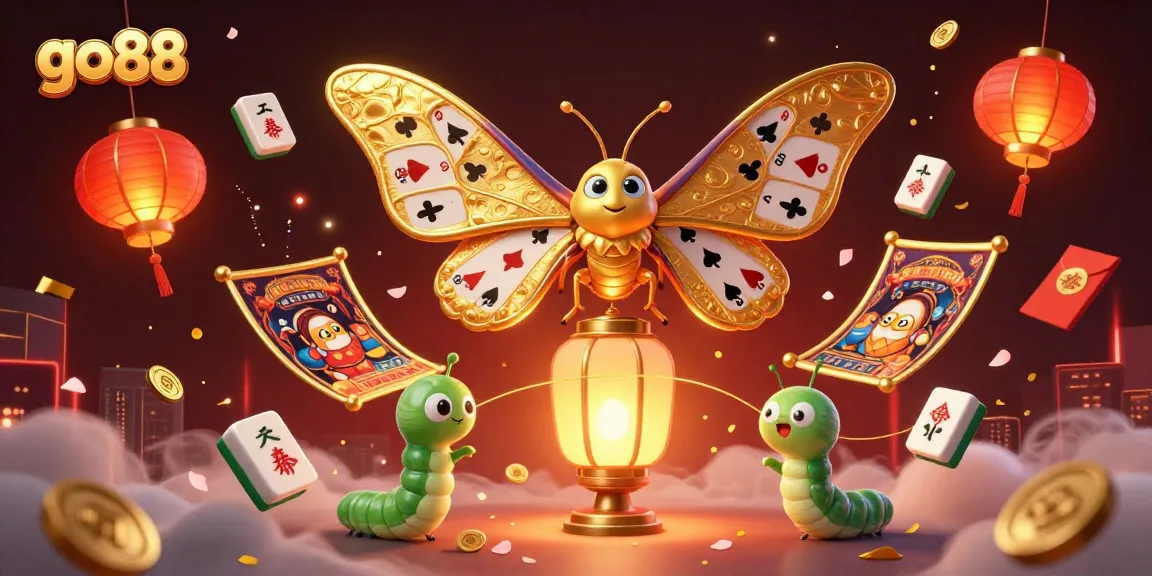 Play casino games at go88 with vibrant elements like golden wings and festive decorations.