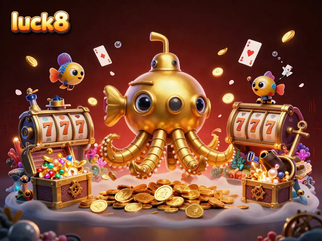 Engage in thrilling gameplay at luck8 featuring golden kraken and golden coins.