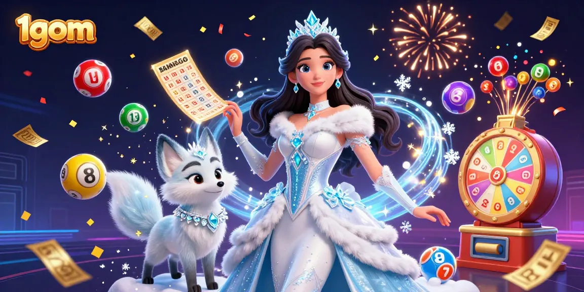 Play the lottery and win prizes with 1gom in a vibrant casino-themed illustration