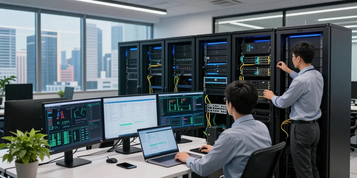 rokok88 server technology scene showcasing a technician in a modern office environment