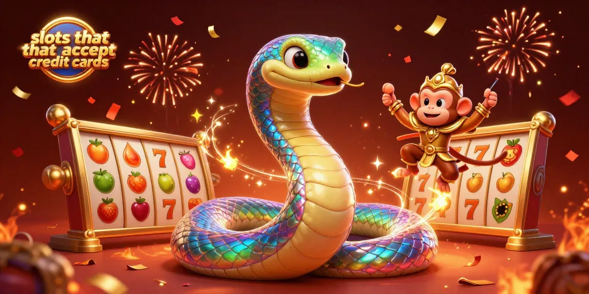 Spin vibrant slots that accept credit cards with an energetic gaming scene featuring colorful characters.