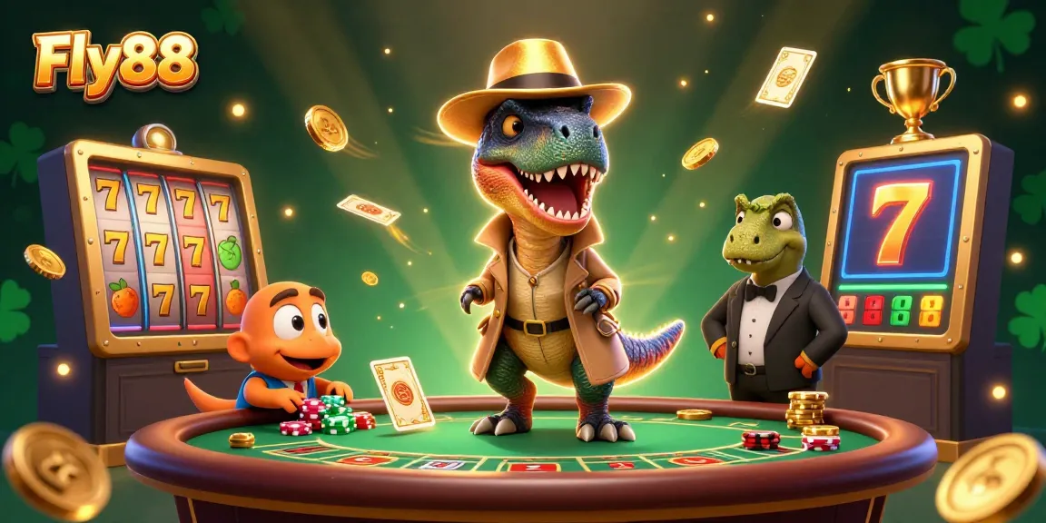 Experience excitement at Fly88 with vibrant casino characters, dynamic slot elements, and action-packed gaming.