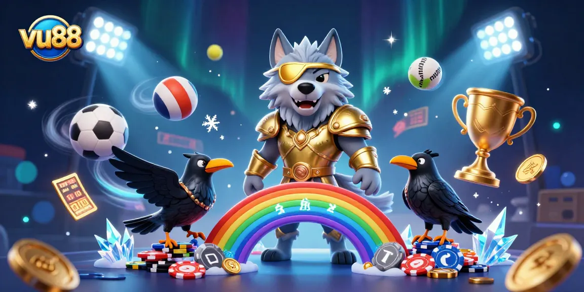 Engage in thrilling action at vu88 with an illustration showcasing a mythical scene blending Norse mythology and sports betting.