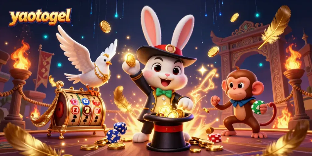 Experience the excitement of yaotogel with a vibrant casino scene featuring a magician rabbit