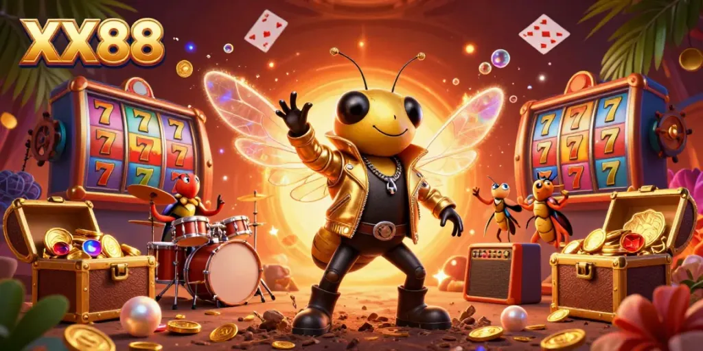 Experience the excitement of XX88 with this vibrant 3D casino illustration showcasing thrilling slot themes.