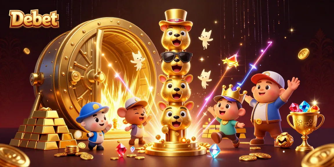 Win with Debet in this vibrant 3D casino scene showcasing the excitement of online gambling.