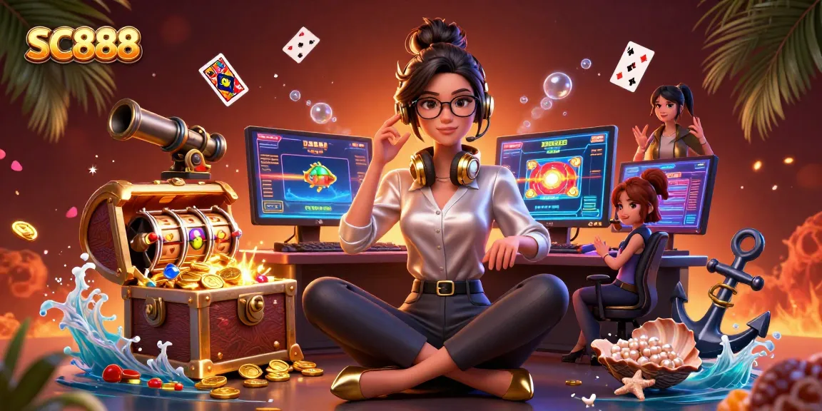 Experience excitement at SC888 with a virtual gaming setup brimming with casino elements.