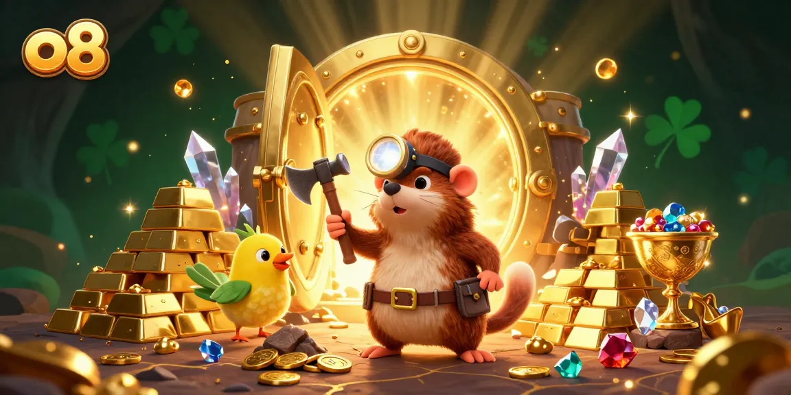 Experience thrilling gameplay at o8 with our vibrant treasure hunting scene filled with gold and gems.