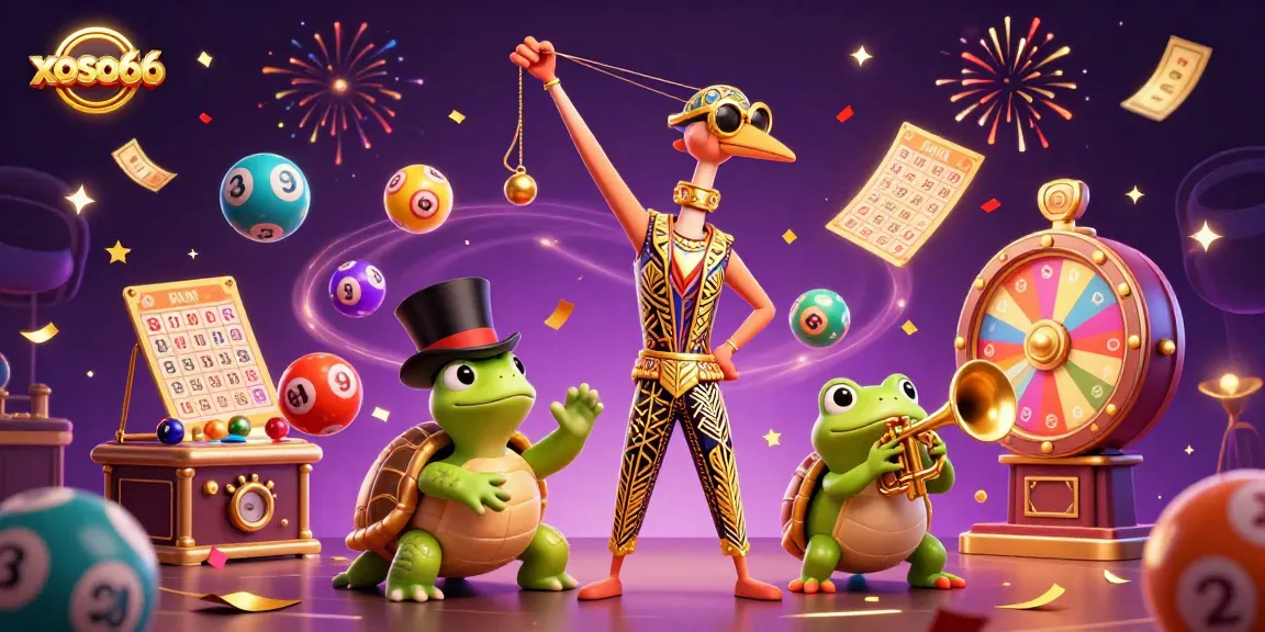 Engage with xoso66 lottery balls and vibrant casino elements in this dynamic 3D illustration.