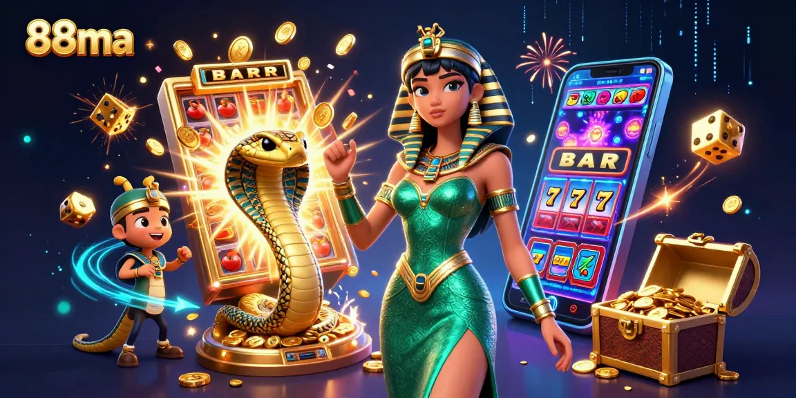 Win big with 88ma at the exciting slot machine, surrounded by gold and jackpots.