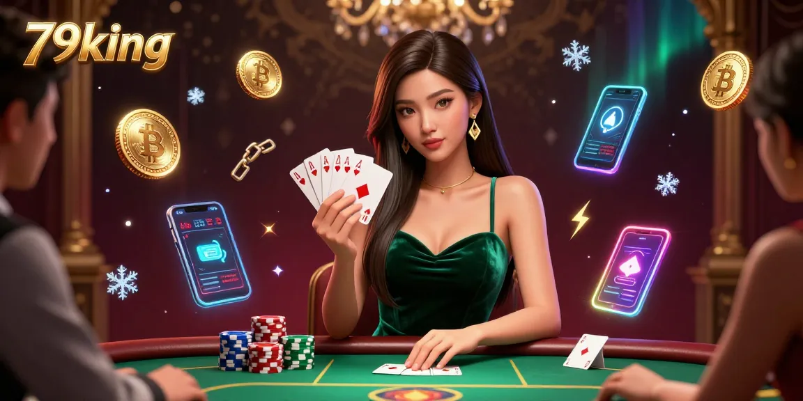Engage with the stunning gambling experience at 79king, featuring a strategic poker player illuminated by warm lighting.
