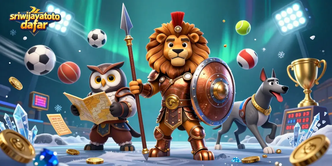 Sriwijayatoto daftar: Experience thrilling moments with a Spartan lion, tactical owl, and greyhound in an action-packed 3D casino illustration.