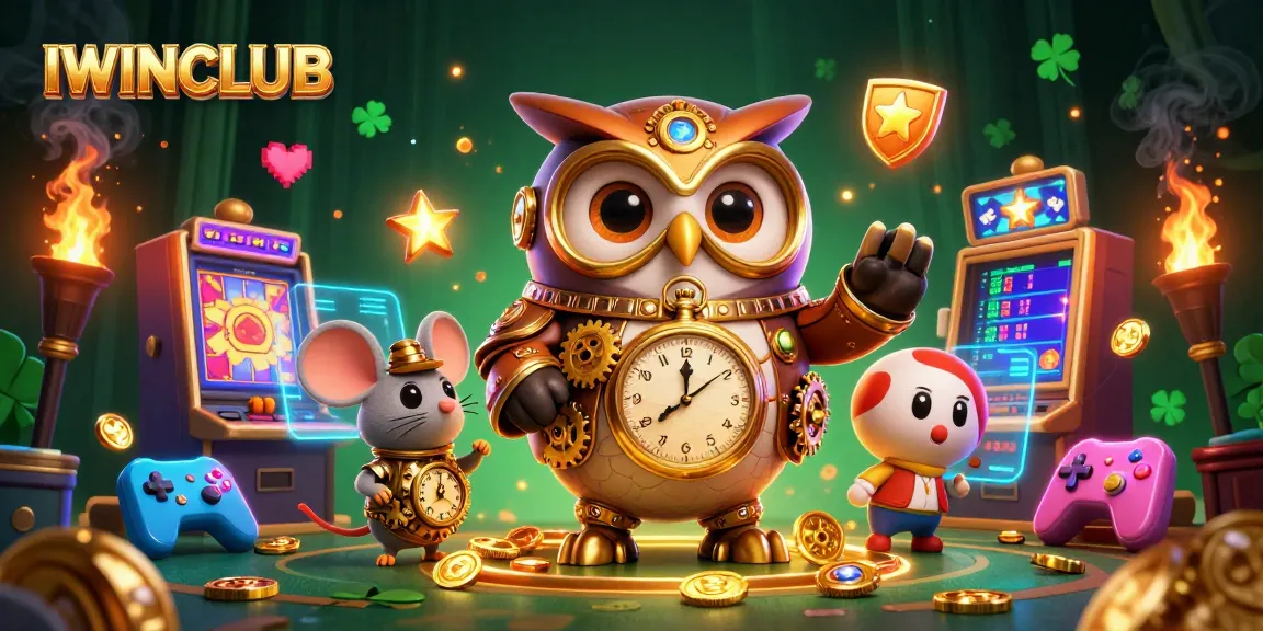 Experience exciting gaming action at IWINCLUB with colorful slot machines illuminating the dynamic scene.