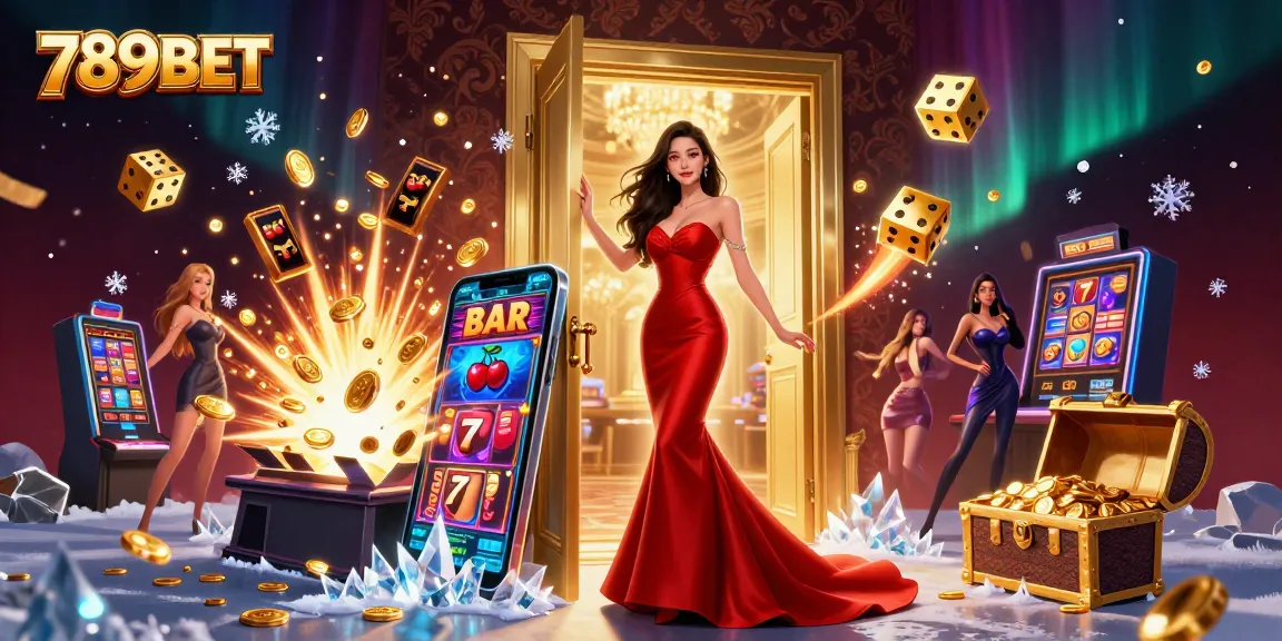 Engage with the vibrant 789BET scene, showcasing excitement and wealth in a dynamic casino atmosphere.