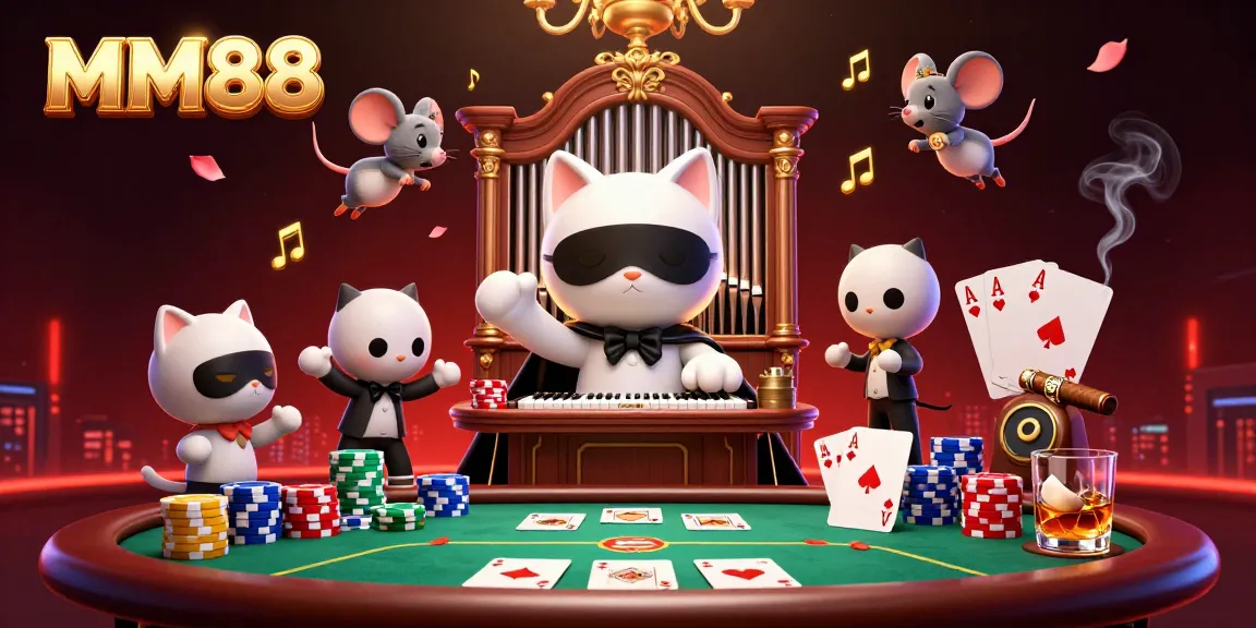 Experience thrilling poker action at MM88 with vibrant 3D characters and casino elements.
