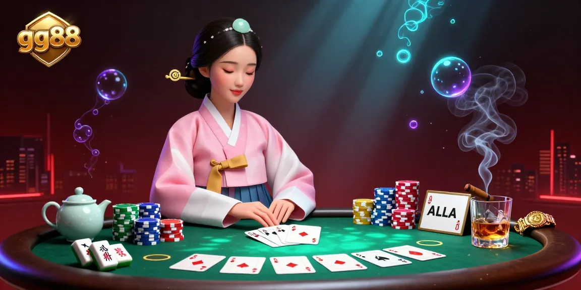 Spin and win big at gg88's poker table, featuring vibrant chips and winning hands.