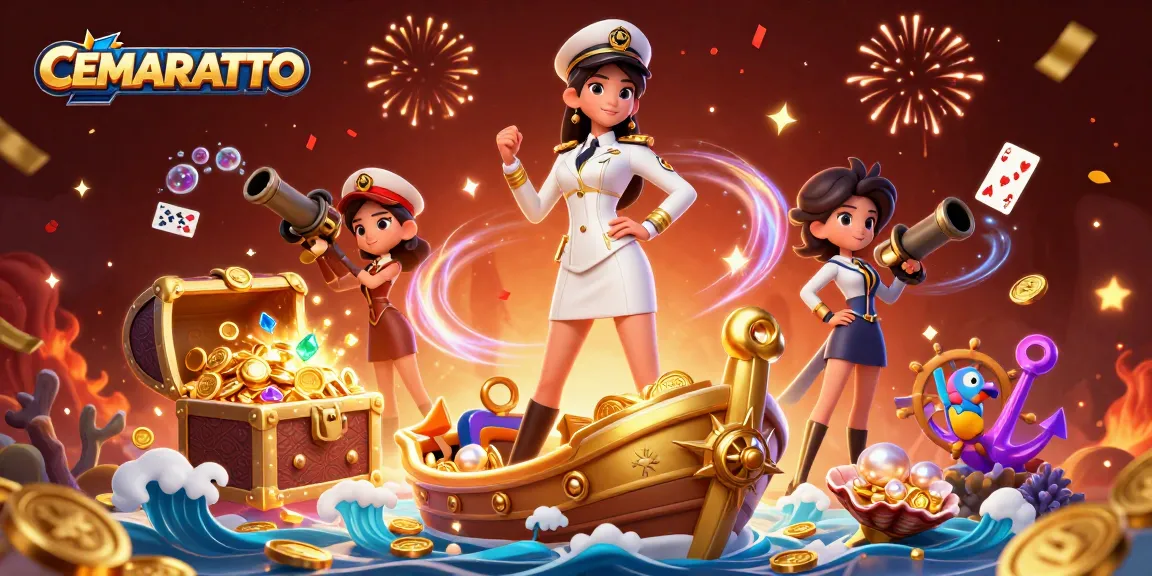 CEMARATOTO engages players with thrilling games amidst stunning underwater treasures and lively casino elements.
