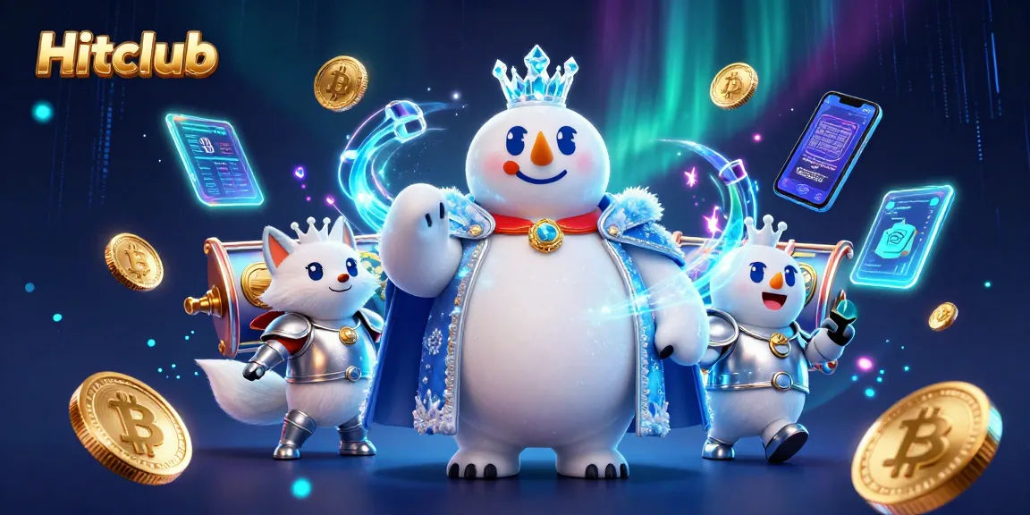 Engage in thrilling gameplay with Hitclub, featuring a polar bear king, a fox, and casino elements.