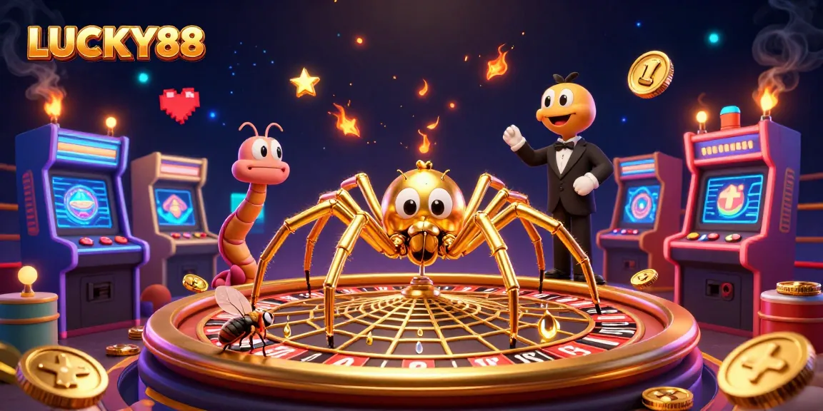 Spin the golden web of LUCKY88 with a colorful casino game scene filled with excitement.