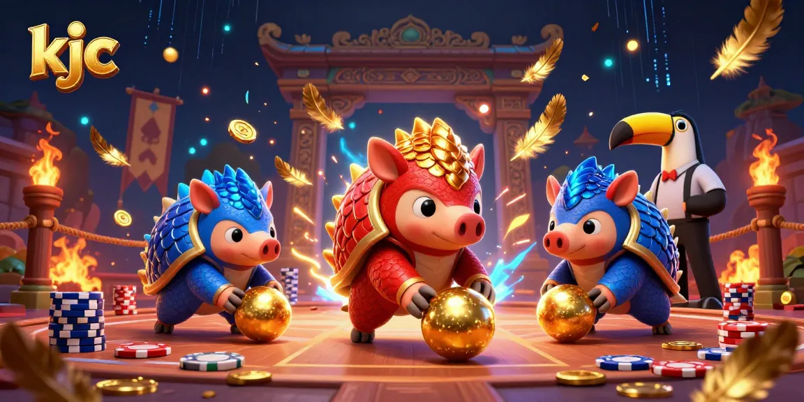 Experience playful competition in KJC as rival pangolins roll through poker chips and golden balls.