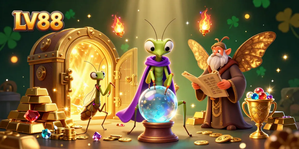 Engage in thrilling gameplay at LV88 with a mystical illustration featuring a fortune teller and magical gems.