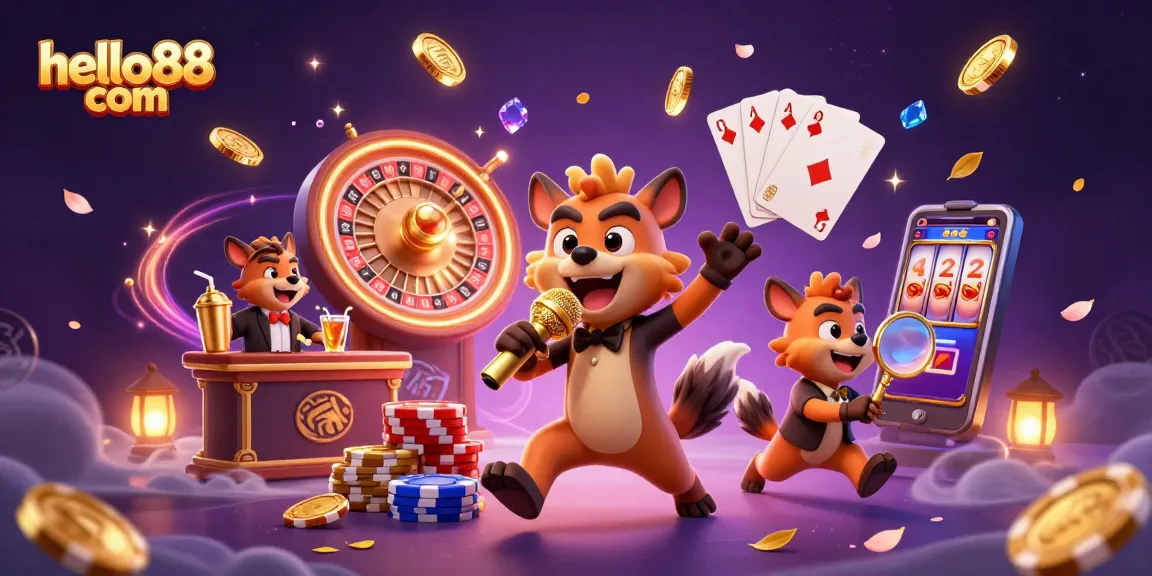 Experience excitement at hello88 com with lively hyenas in a vibrant casino scene.