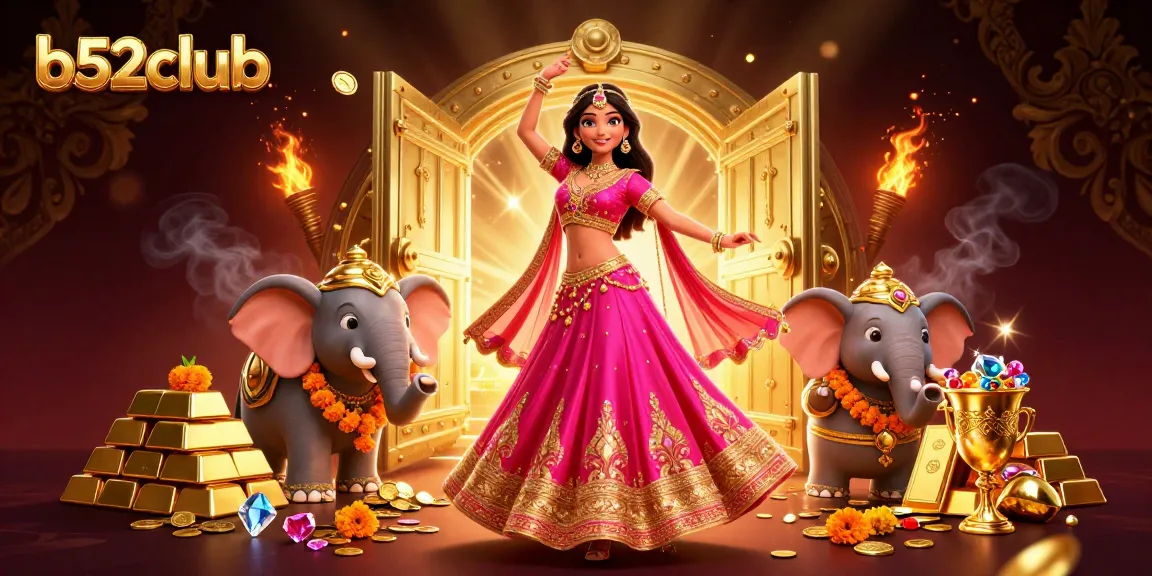 Experience thrilling gameplay at b52club with vibrant characters and abundant treasures in a glamorous casino setting.
