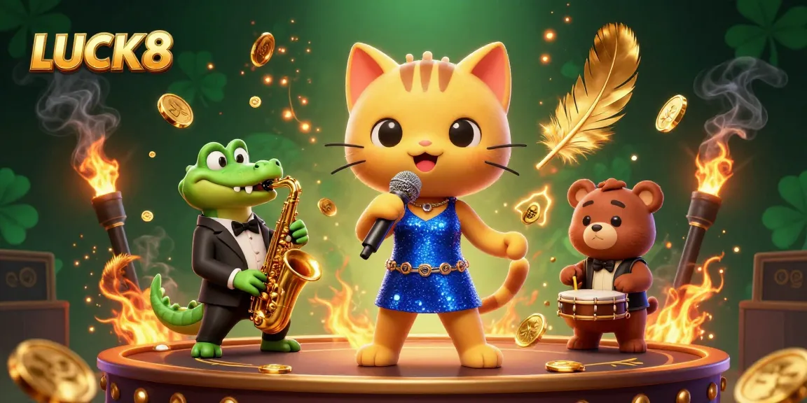 LUCK8 offers vibrant gaming action with lively casino characters in a dynamic 3D setting.