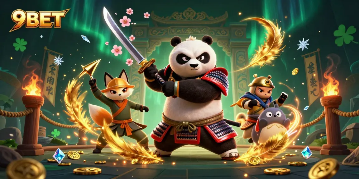 Exciting gameplay at 9BET illustrated with colorful characters in a dynamic casino setting.