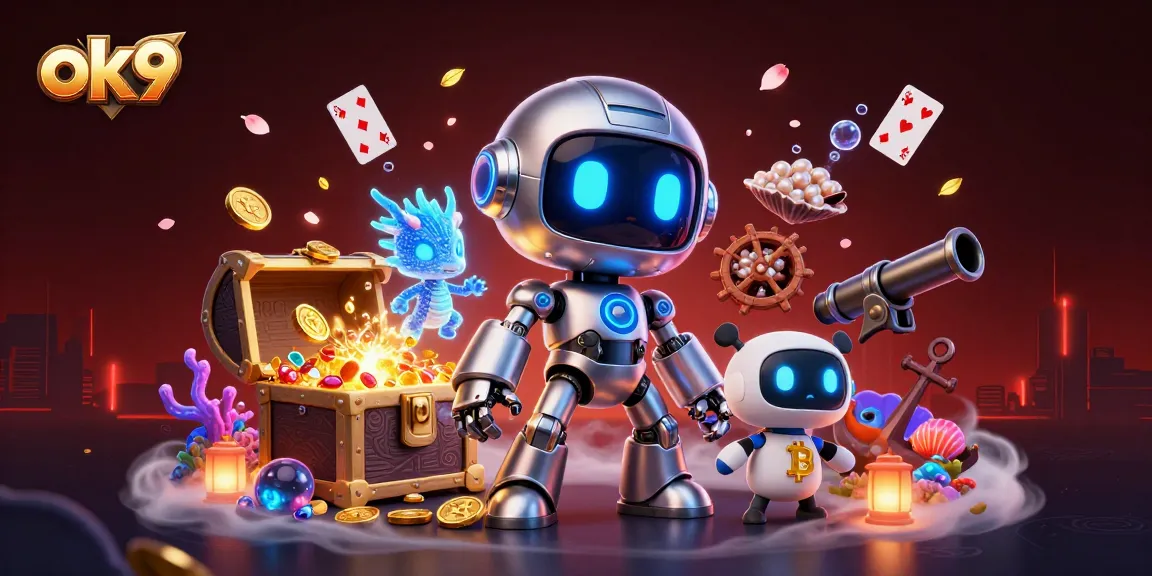 Experience the thrill of ok9 betting with a vibrant scene of characters amidst gold coins and casino elements.