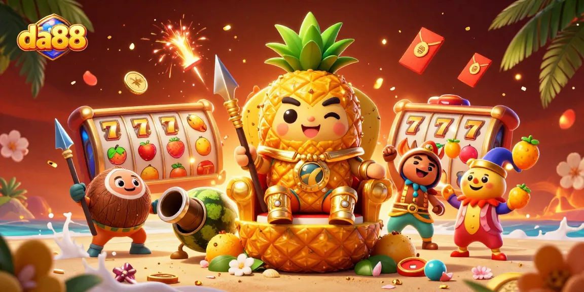 Experience the thrill of da88 with vibrant slot reels, golden symbols, and a festive casino atmosphere