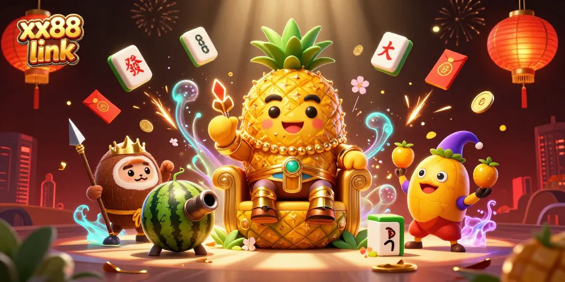 Experience the excitement of winning at xx88 link with vibrant casino characters amidst festive decorations.
