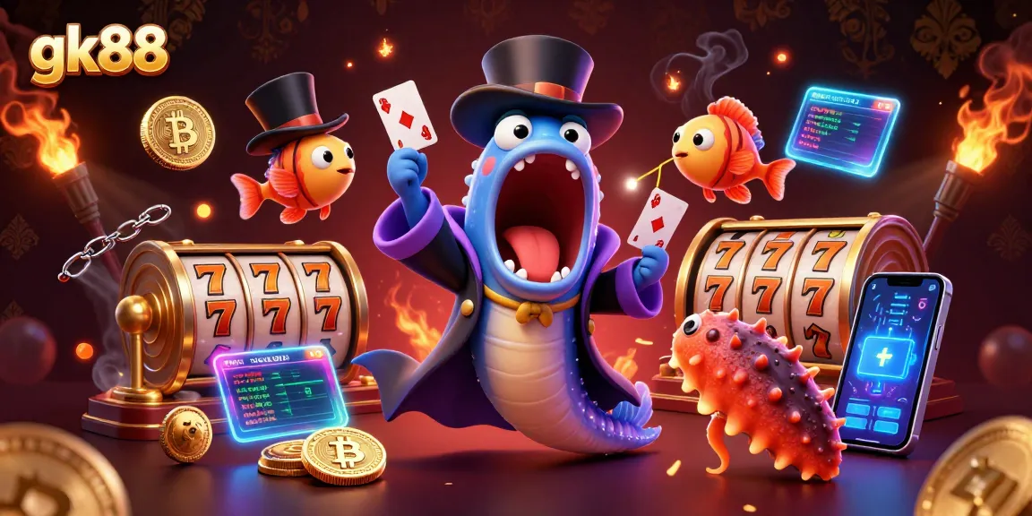 Engage with gk88 thrilling slots and jackpots in a vibrant undersea casino scene.